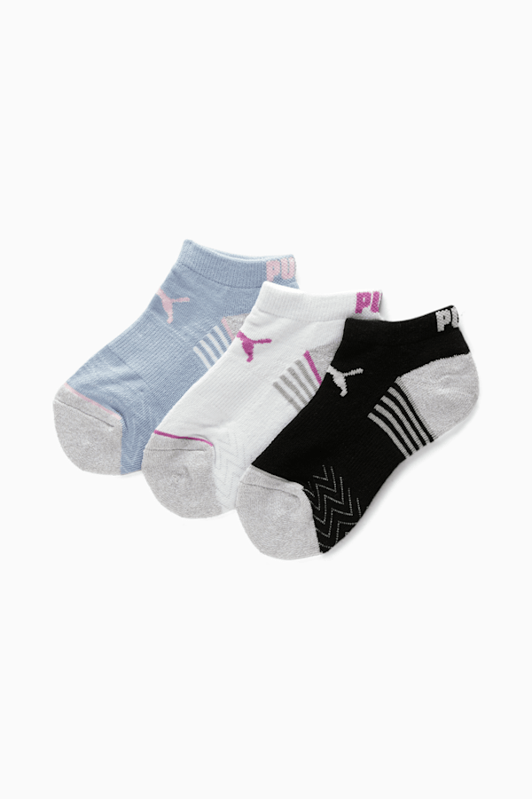 Girls' Low Cut Half Socks [3 Pack], WHITE / LIGHT PINK, extralarge